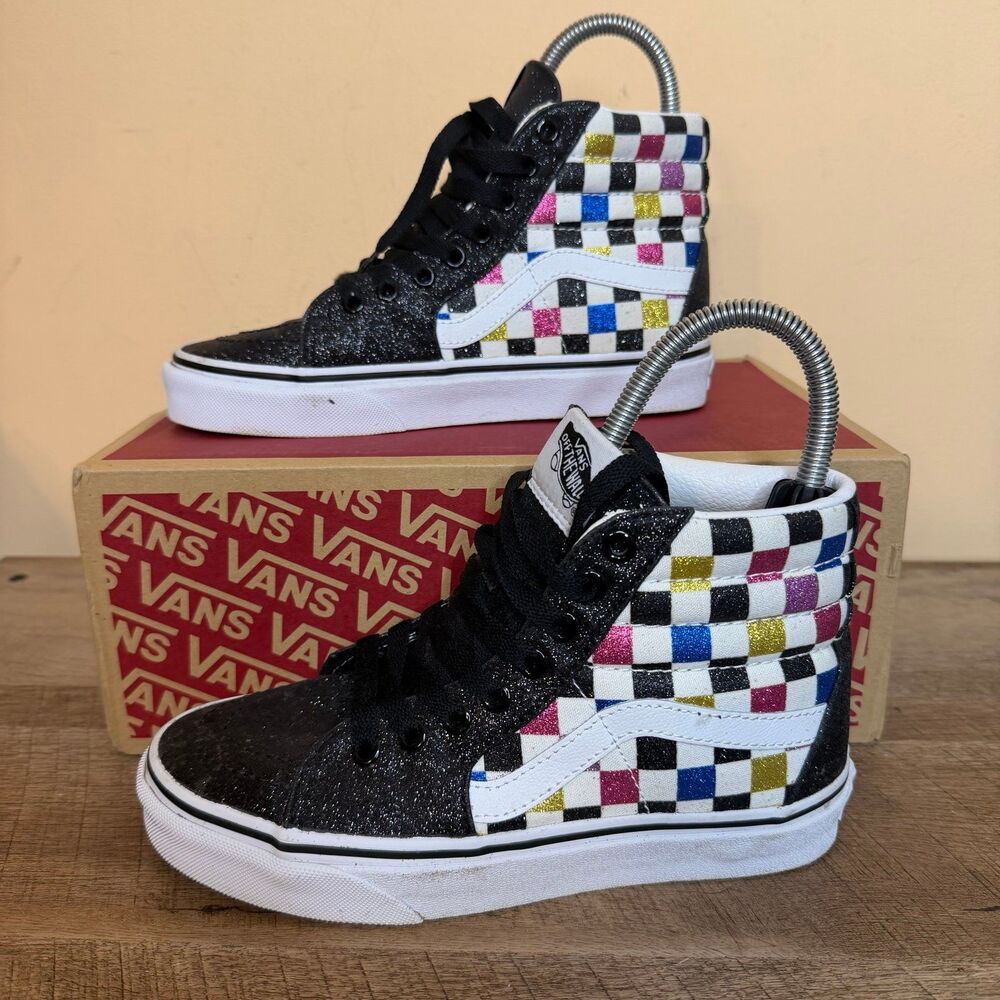Vans Sk8-Hi Glitter Checkerboard high-top sneakers women’s size 6 shoes